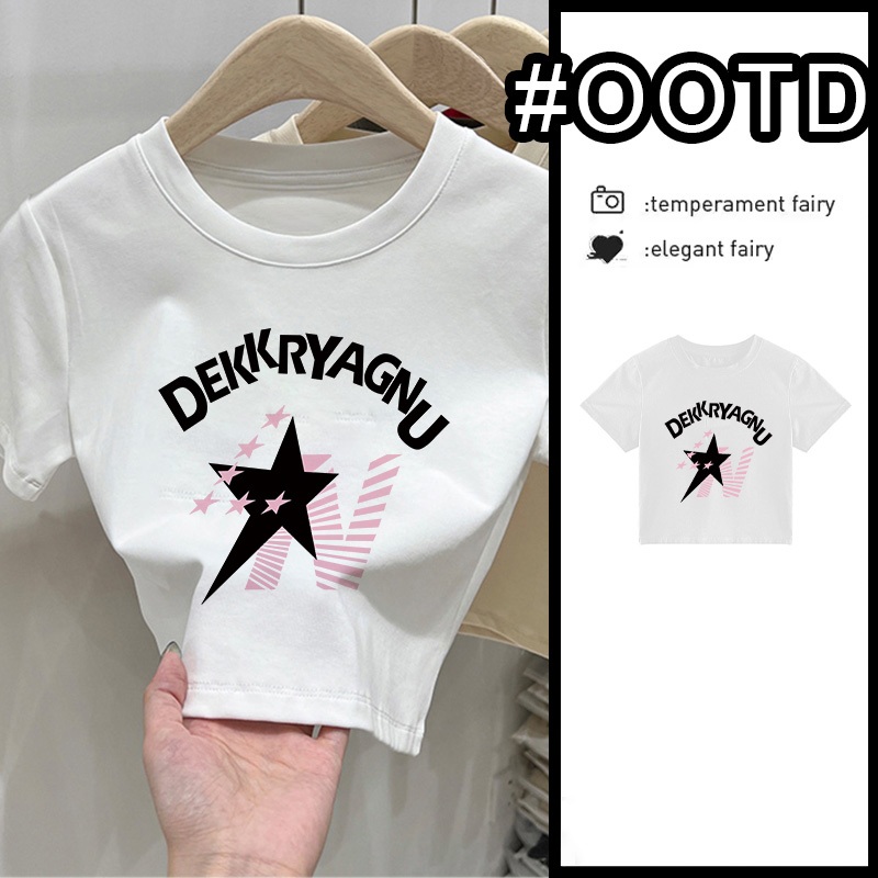 Kaos Pendek Longgar Crop Top Wanita Y2k Retro Style Putih Kaos Wanita Premium Kaos Wanita Lengan Pen