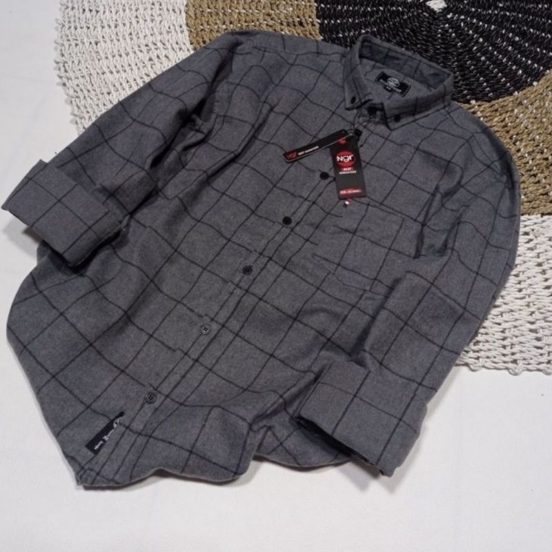 Kemeja Flanel Laki Laki Ori Lengan Panjang High Quality