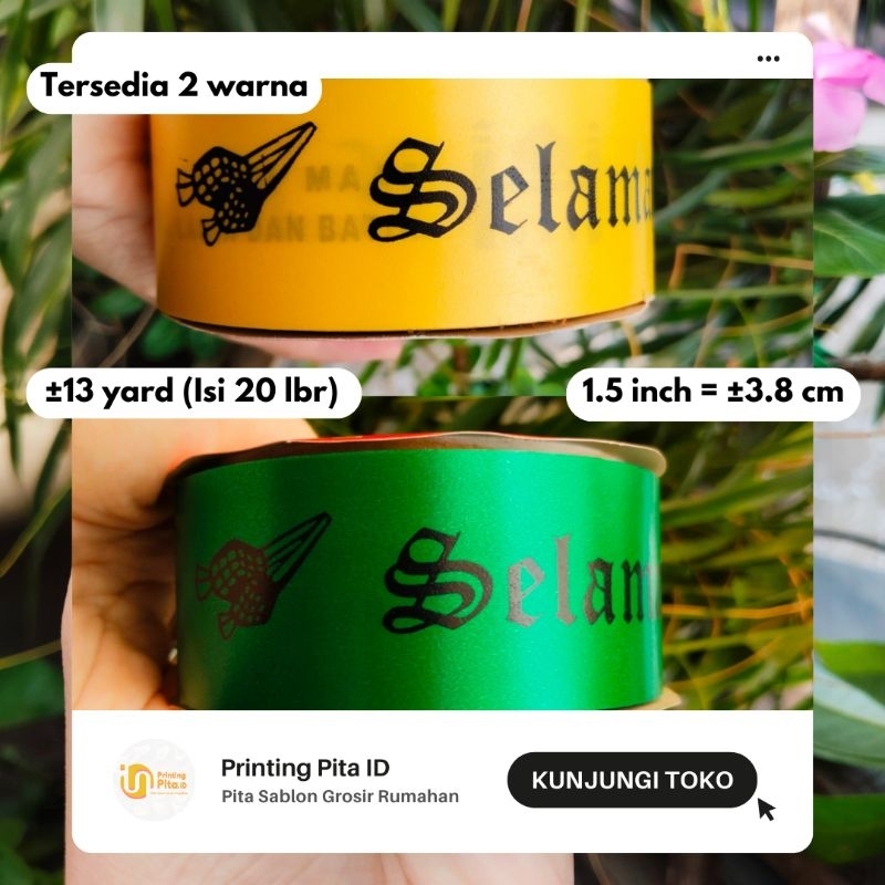 

PITA KADO IDUL FITRI 1,5 inch 1 roll @13 yard | PrintingPita 2 | PrintingPita ID | Pita Satin | Pita Sablon 1.5