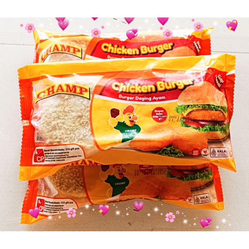 

BURGER AYAM CRISPY CHAMP 315GR/ BURGER AYAM ISI 6PC