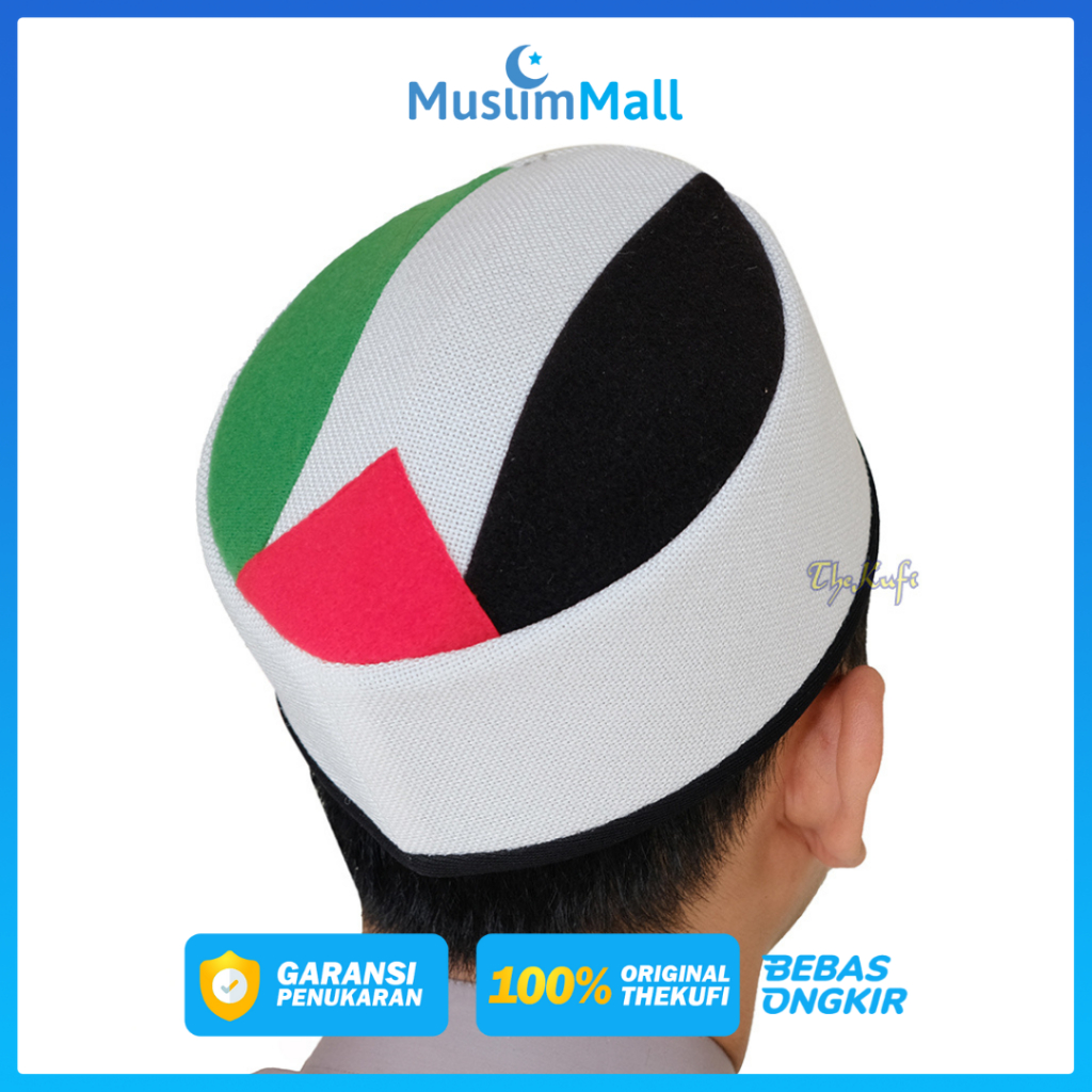 Peci Palestina Kopiah Bendera Palestine Bahan Kaku Fez Style Lapisan Luar Bahan Cordura Warna Dasar 