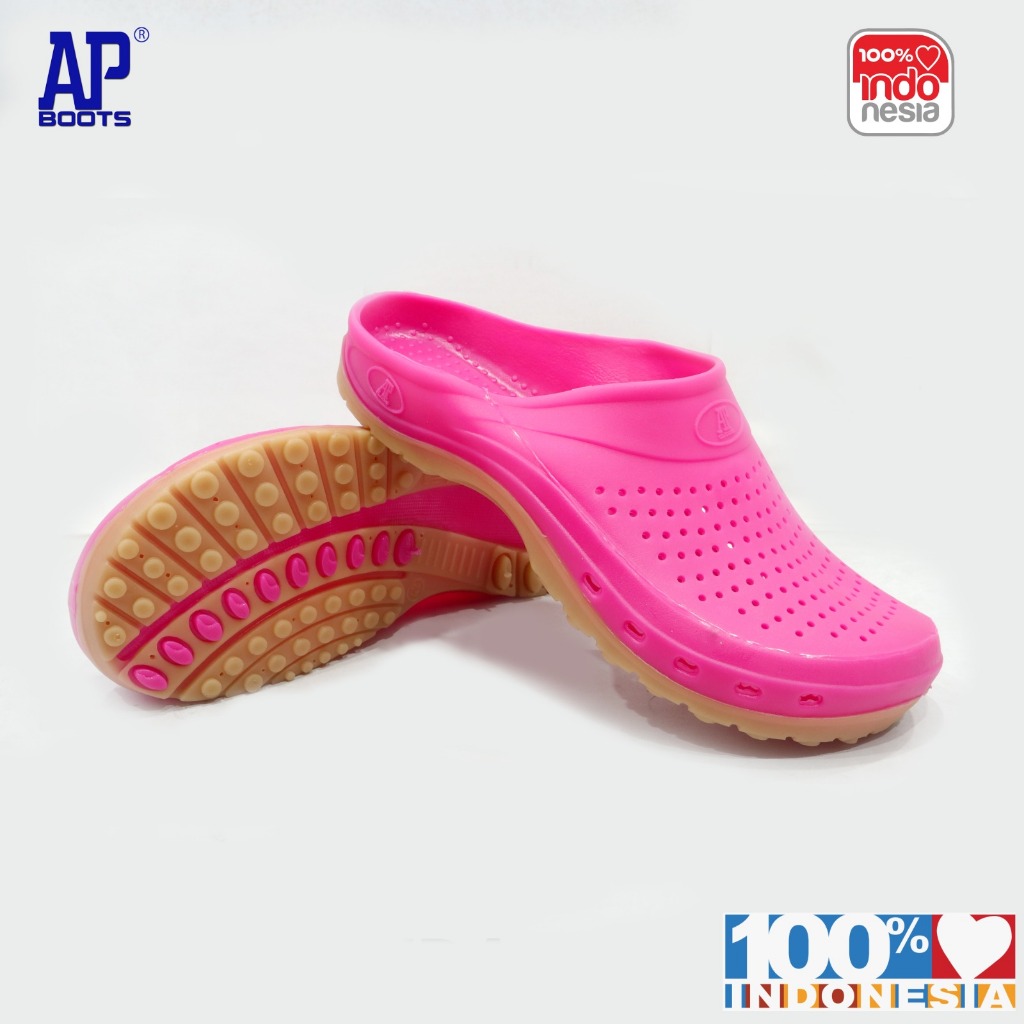AP CLOGS WARNA 39-42 MERAH MUDA - SANDAL PRIA WANITA CASUAL SANDAL KARET -AP BOOTS