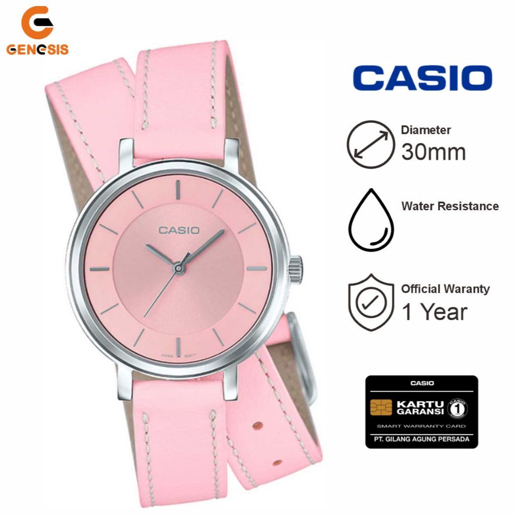 Jam Tangan Wanita Casio LTP-E143DBL Analog Tali Kulit Original Bergaransi