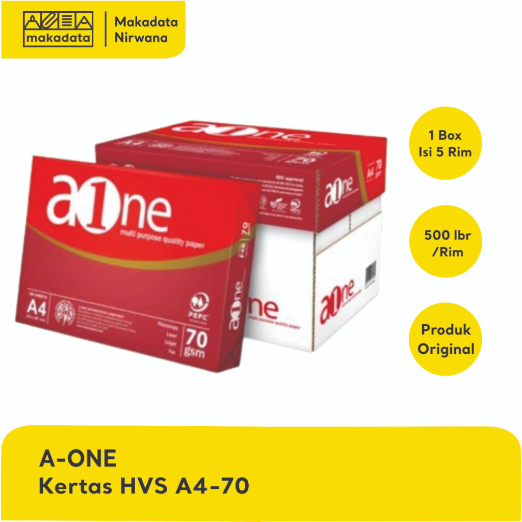 

A-ONE KERTAS HVS/PRINT/FOTO COPY A4-70 (1 BOX)