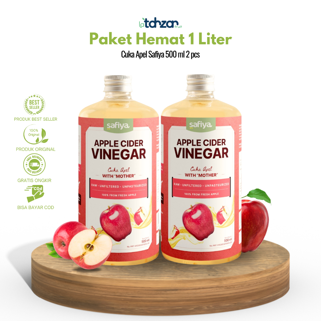 

Paket Hemat 1 Liter - Cuka Apel Safiya 500 ml 2 pcs Apple Cider Vinegar With Mother