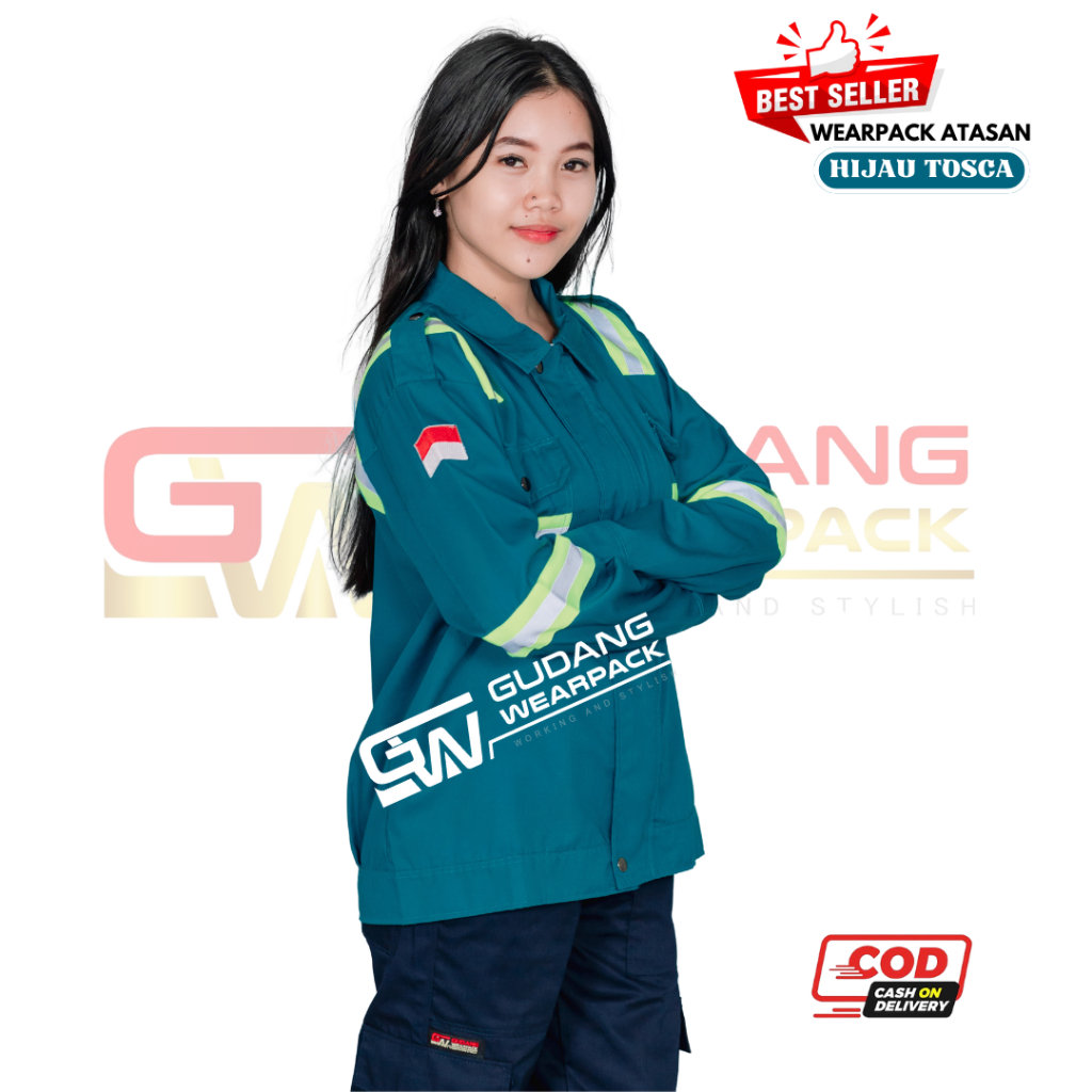 Wearpack Atasan Warna Hijau tosca Skotlet Stabilo (baju kerja) - gudang wearpack