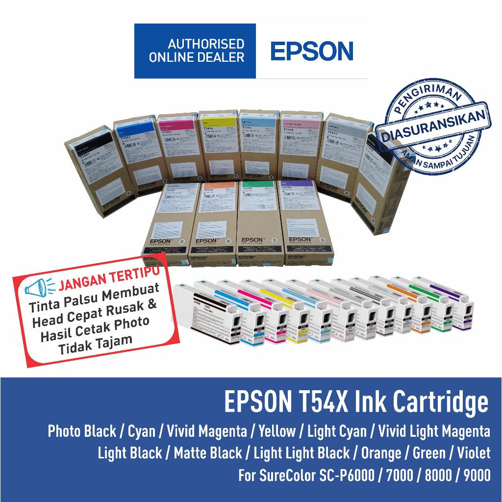 TINTA CATRIDGE EPSON SureColour SC-P6000 SC-P7000 SC-P8000 SC-P9000 T824 T54X SERIES T8241 - T824D