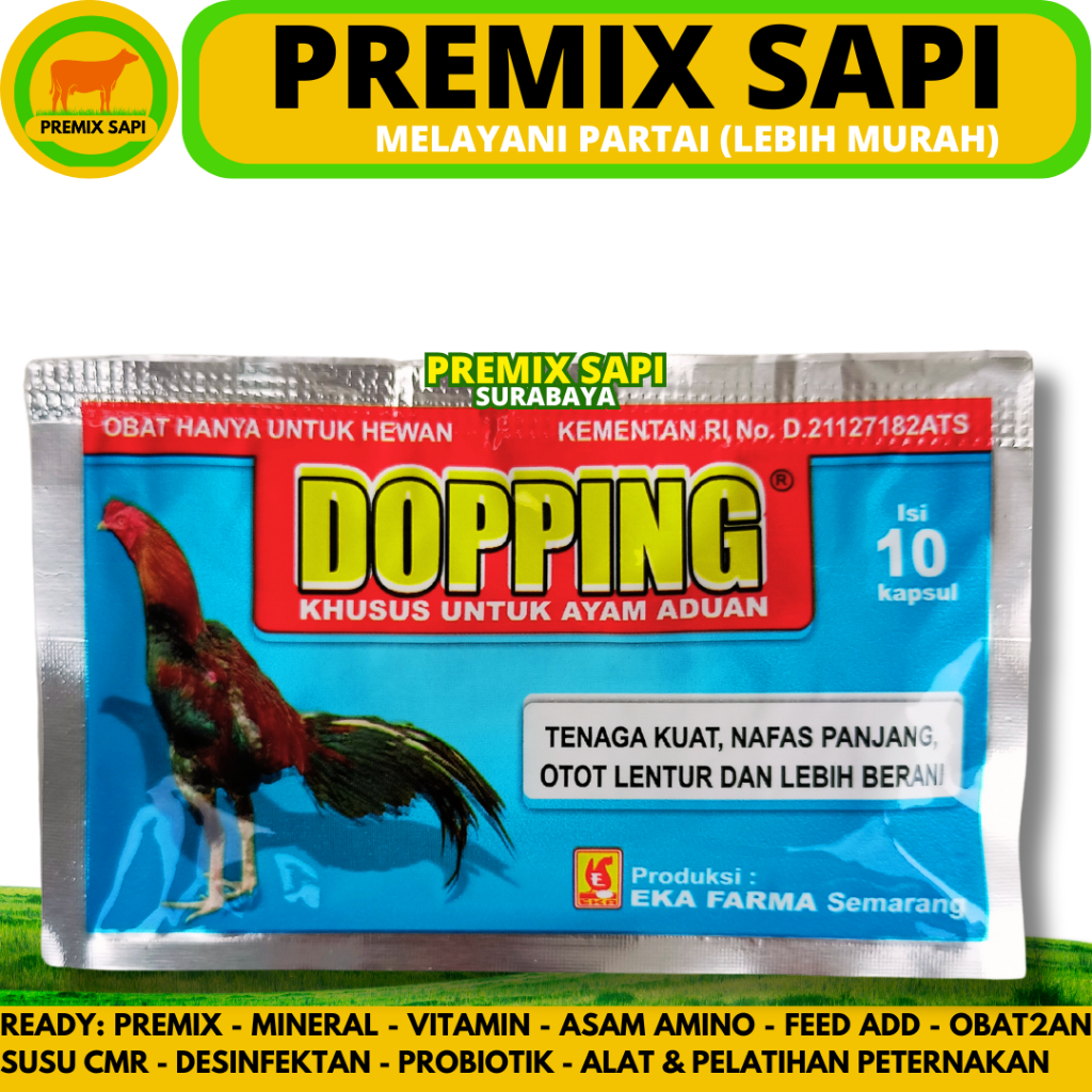 DOPPING AYAM 10 KAPSUL (1 SACHET) EKA FARMA - Suplemen Penambah Stamina Ayam Aduan Laga - Doping Aya