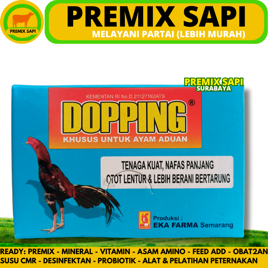 DOPPING AYAM 20 SACHET (1 DUS) EKA FARMA - Suplemen Penambah Stamina Ayam Aduan Laga - Doping Ayam J