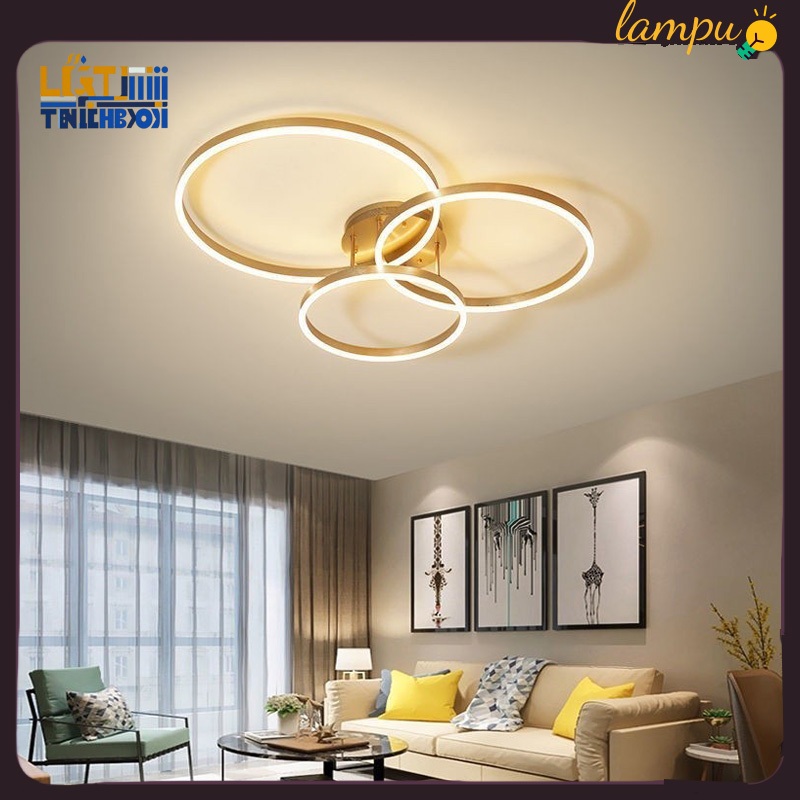 Lampu gantung minimalis ruang tamu lampu plafon led hias kamar tidur 3 Warna Kontrol remot hiasan me