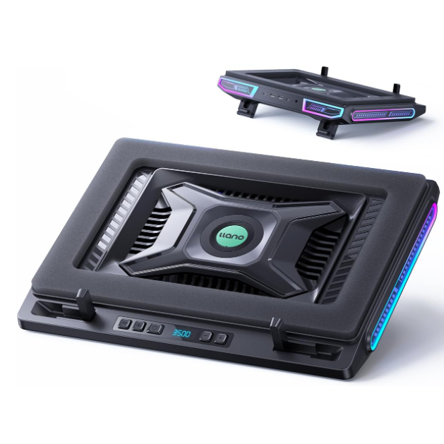 llano V10 Gaming Laptop Cooler, RGB Laptop Cooling Pad Stand with Powerful 4.72 Inch External Turbo 
