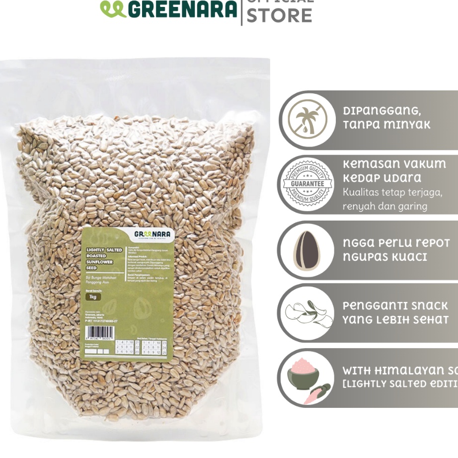 

TERBARU Greenara Lightly ed Roasted Sunflower Seed 1Kg Kuaci Panggang Asin