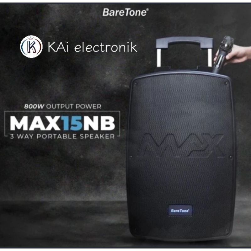 BARETONE MAX15NB 800 WATT 2 MIC WIRELESS