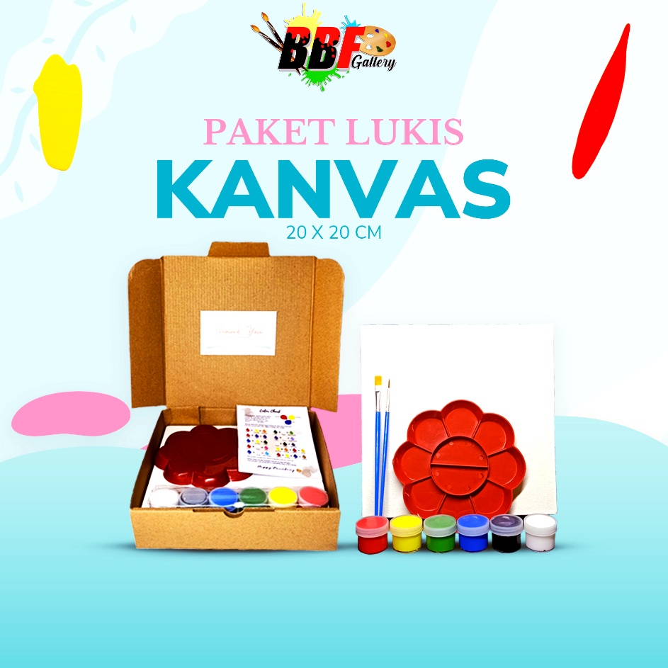 

COBAIN YUK Paket Lukis Kanvas 2X2 Lengkap Dengan Cat Akrilik Palet Kuas Canvas Painting Set Alat Melukis Stationery Kurikulum Sekolah Seni Lukis