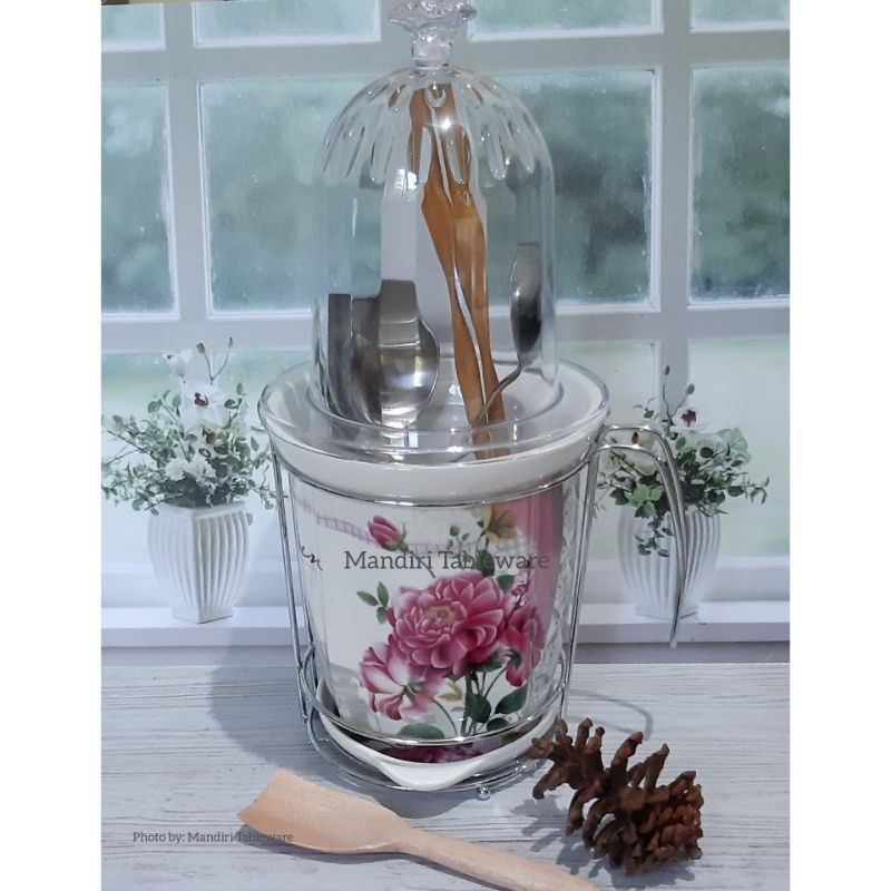 tempat sendok & garpu keramik tutup