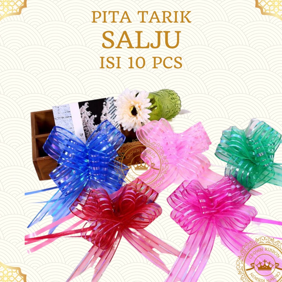 

CUCI GUDANG Pita Tarik SALJU Organdi Hiasan Parcel
