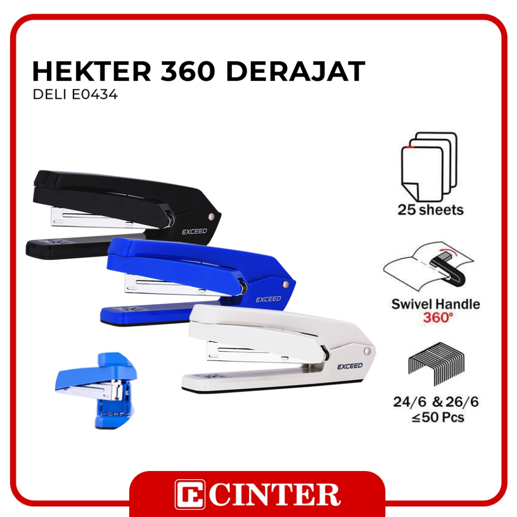 

DELI - STAPLER PUTAR / HEKTER / JEKREKAN (ROTATABLE) 360° EXCEED E0434 24/6 26/6