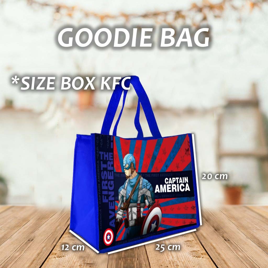 

Tas Ultah motif CAPTAIN AMERICA Goodie Bag Souvenir Ulang Tahun Aqiqah Nama Foto Kartun Anak Lucu kode # 02