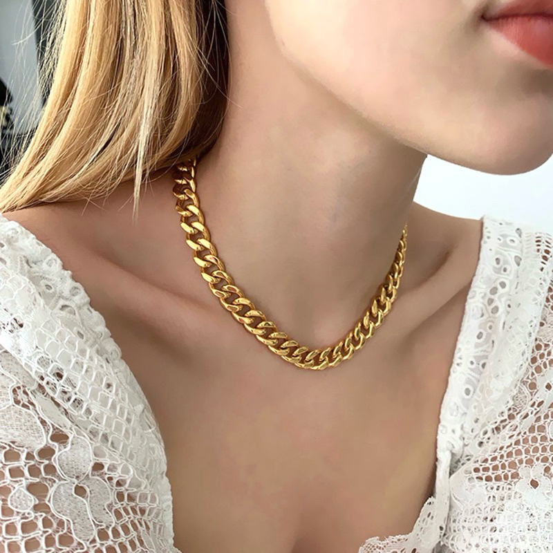 Kalung Titanium Sisik Naga Lapis Emas 18K Anti Karat Korea Fashion 577 227 188