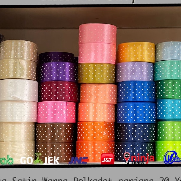 

DISKON AKHIR BULAN Pita Satin Polkadot Warna Pita GrosGrain Polkadot Panjang 2 yard