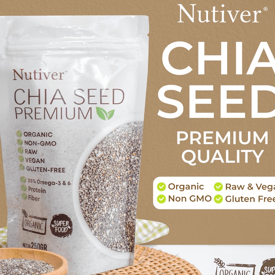 

SALE NUTIVER CHIA SEED ORGANIC PREMIUM BIJI CIA SEED MEXICO 25GR SUPER FOOD MAKANAN DIET SEHAT 25 GR