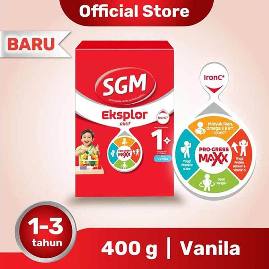 

Susu SGM Eksplor 1+ Pro-Gressmaxx Vanilla Susu Pertumbuhan 1-3 Tahun 400G