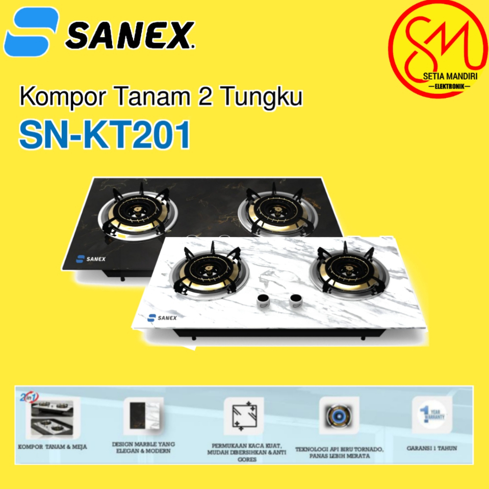 SANEX Kompor Gas Tanam 2 Tungku Marble Series