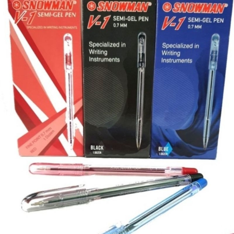 

SELUSIN (12 PCS) Bulpen/Bolpoin/Ballpoint Pen Snowman V-1 Semi-Gel Pen 0.7 MM