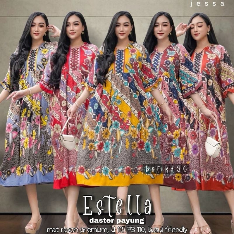 (jessa)"Daster Payung Estella" Baju Batik Daster Atasan Wanita Kasual Murah bahan Rayon Premium