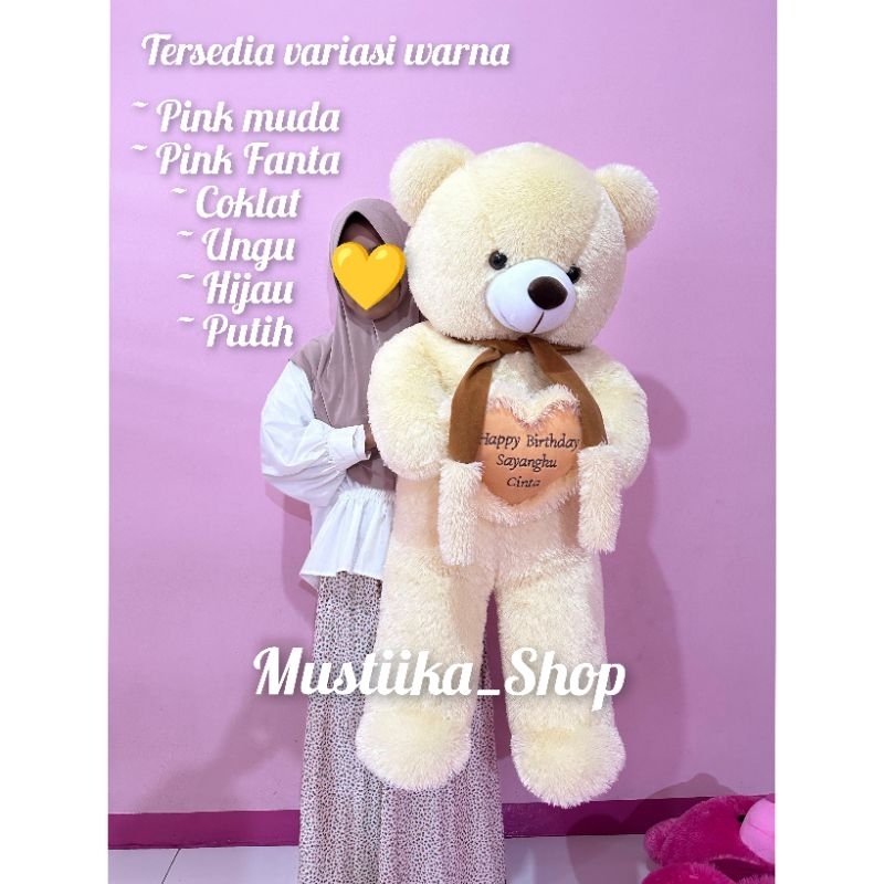 Boneka Beruang Teddy Bear Jumbo 1 meter Custom Ukir Nama