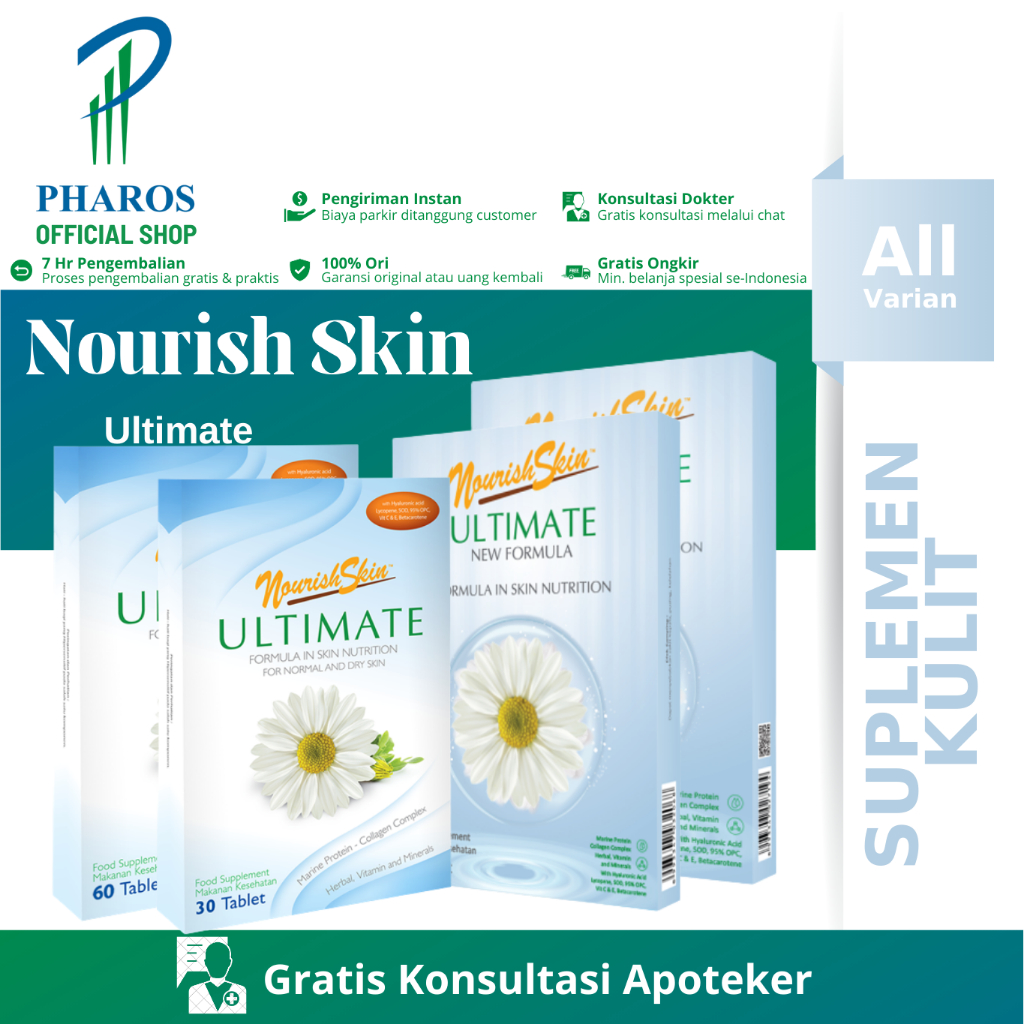 Nourish Skin Ultimate 60/30/15 Tablet / Nourish Skin Ultimate New Formula / Suplemen Kecantikan