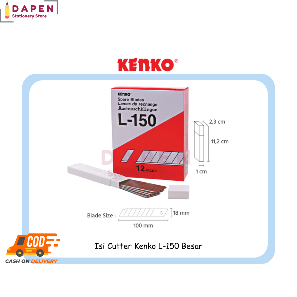 

Isi Cutter Refill Pisau Cutter Kenko L-150 Per Tube (5 Pisau)