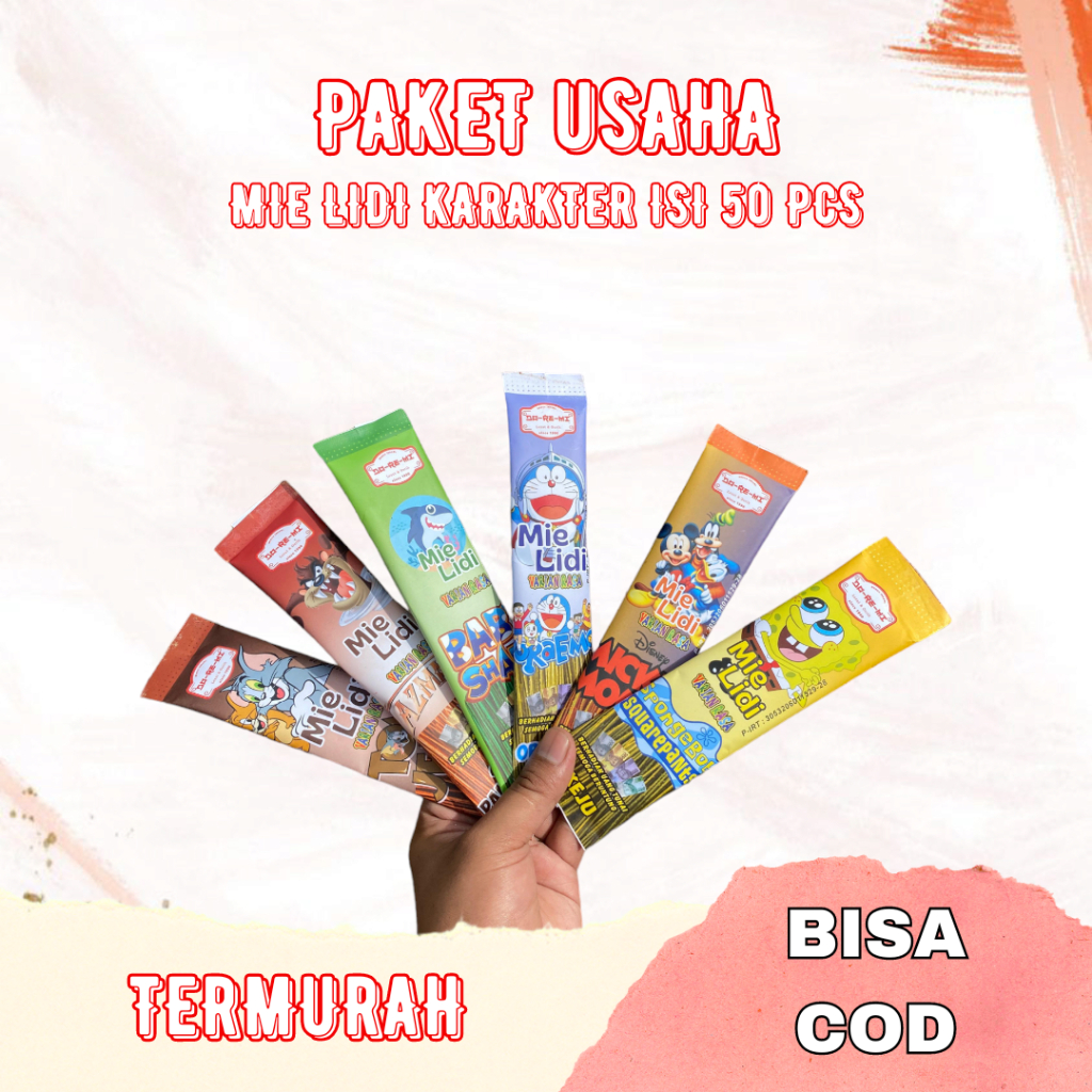 

(PAKET USAHA) MIE LIDI VIRAL KARAKTER ANEKA RASA ISI 50 PCS