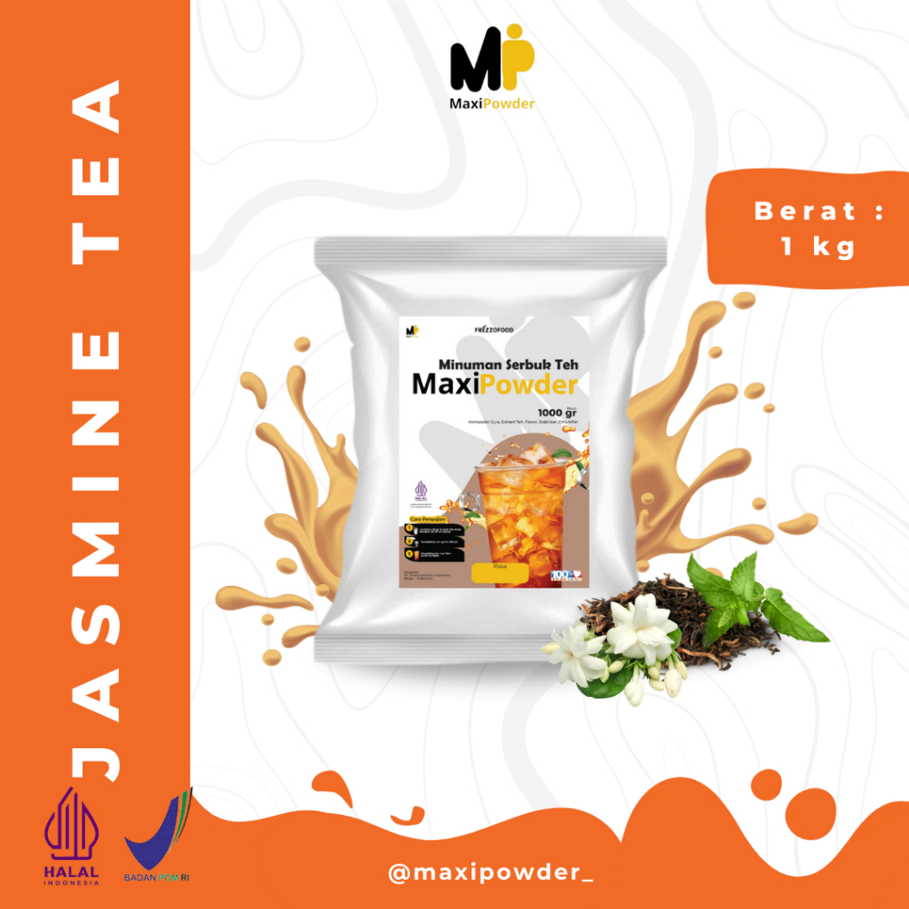 

Bubuk Minuman Rasa Jasmine Tea 1kg / Minuman Kekinian Jasmine Tea Termurah / MaxiPowder