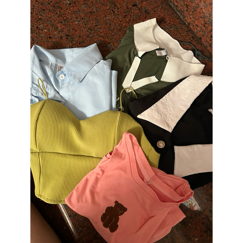 kaos croptop slytherin kemeja blouse biru hitam tanktop hijau