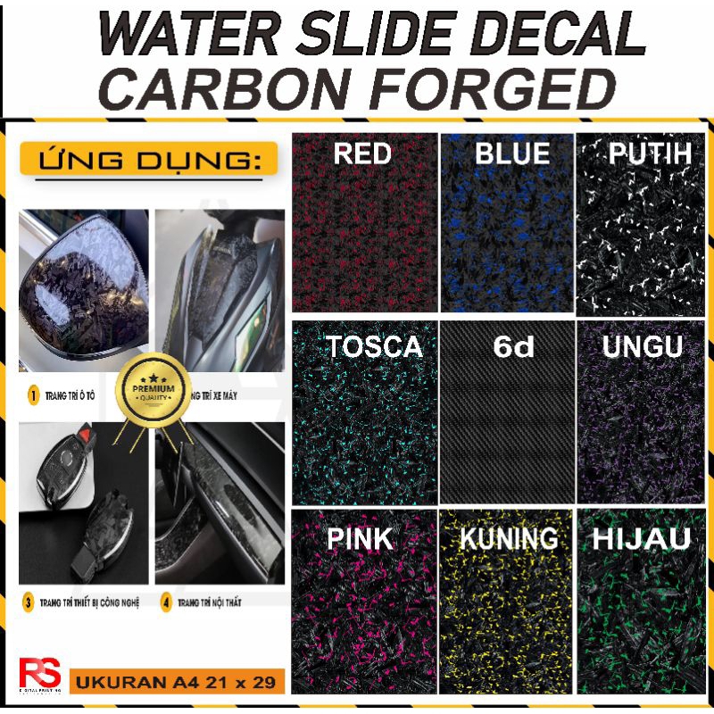 WATER SLIDE DECAL CARBON FORGED A4 BY RSPROJECT (khusus yang bisa pasang)