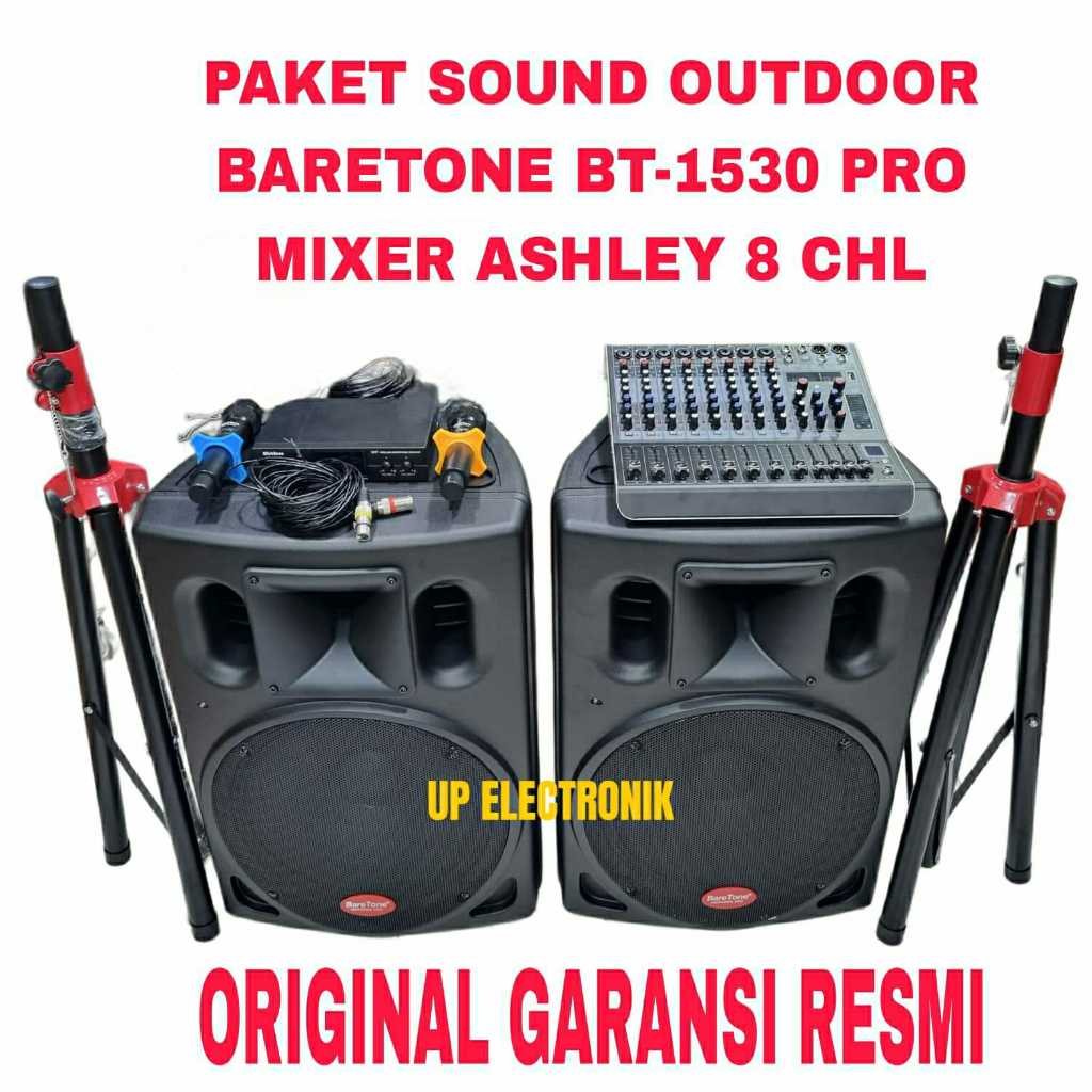 Promo Paket Sound System Outdoor Baretone BT-A1530 Pro+Mixer Ashley Komplit Set