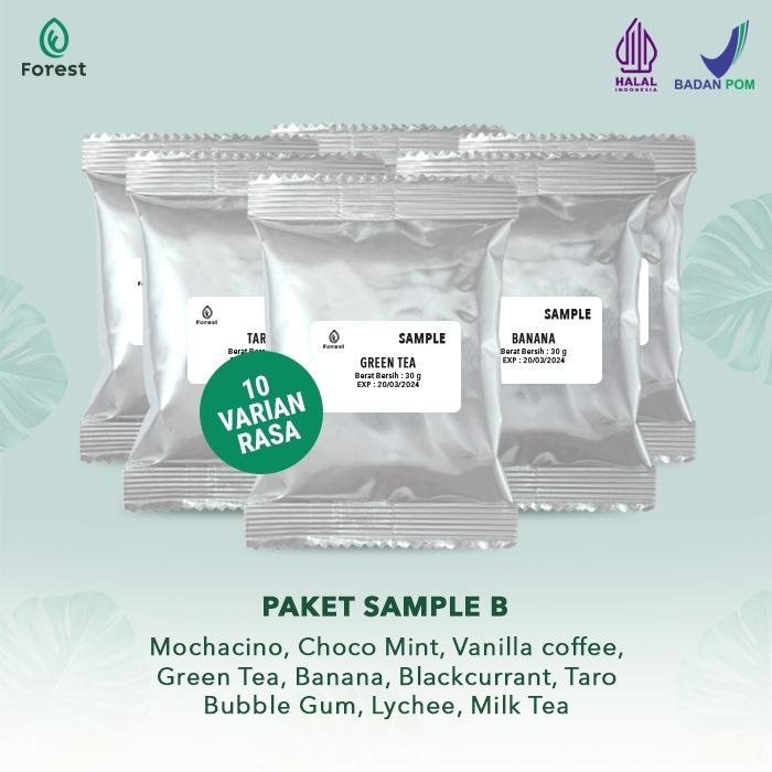 

Bubuk Minuman Paket SAMPLE B - 10 Varian Powder 30 gr - FOREST