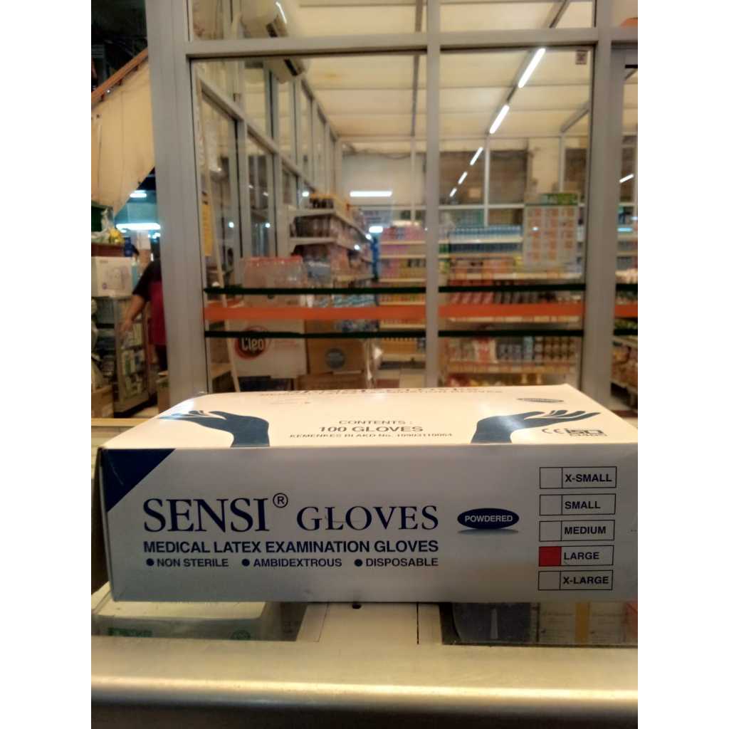 SARUNG TANGAN SENSI LATEX GLOVES 100 PCS/SARUNG TANGAN SENSI GLOVES POWDER FREE/NON POWDER NITRILE B