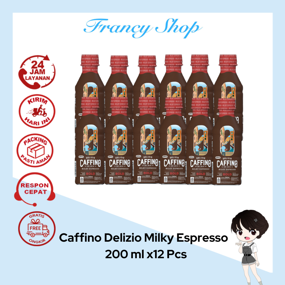 

Paket Murah Kopi Caffino Delizio Milky Espresso Botol 200 ml x12 Pcs
