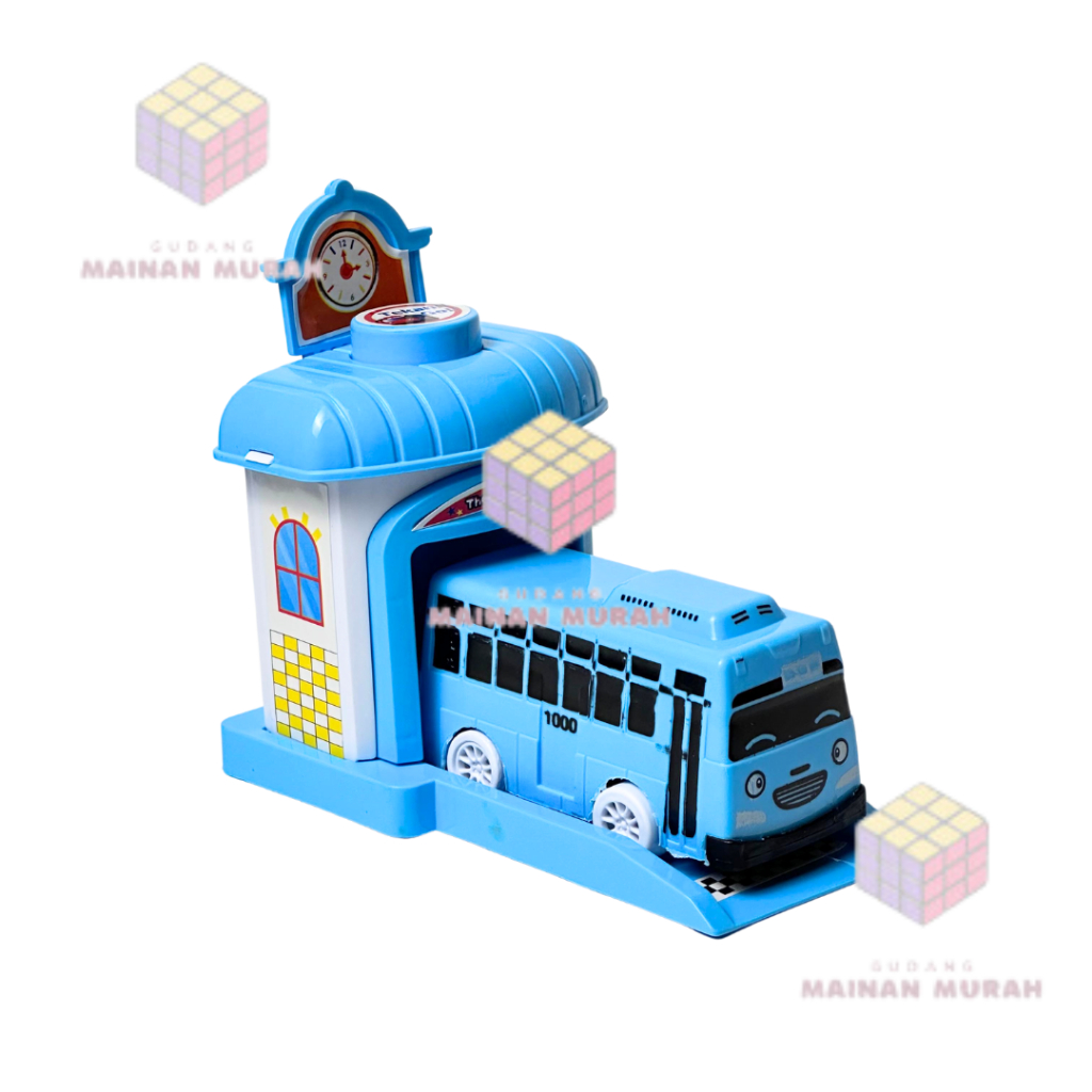 MAINAN ANAK MURAH THE LITTLE BUS STATTION MT42 BUS TOYA - TAYO LUCU MOBIL MOBILAN BUS DAN GARASINYA