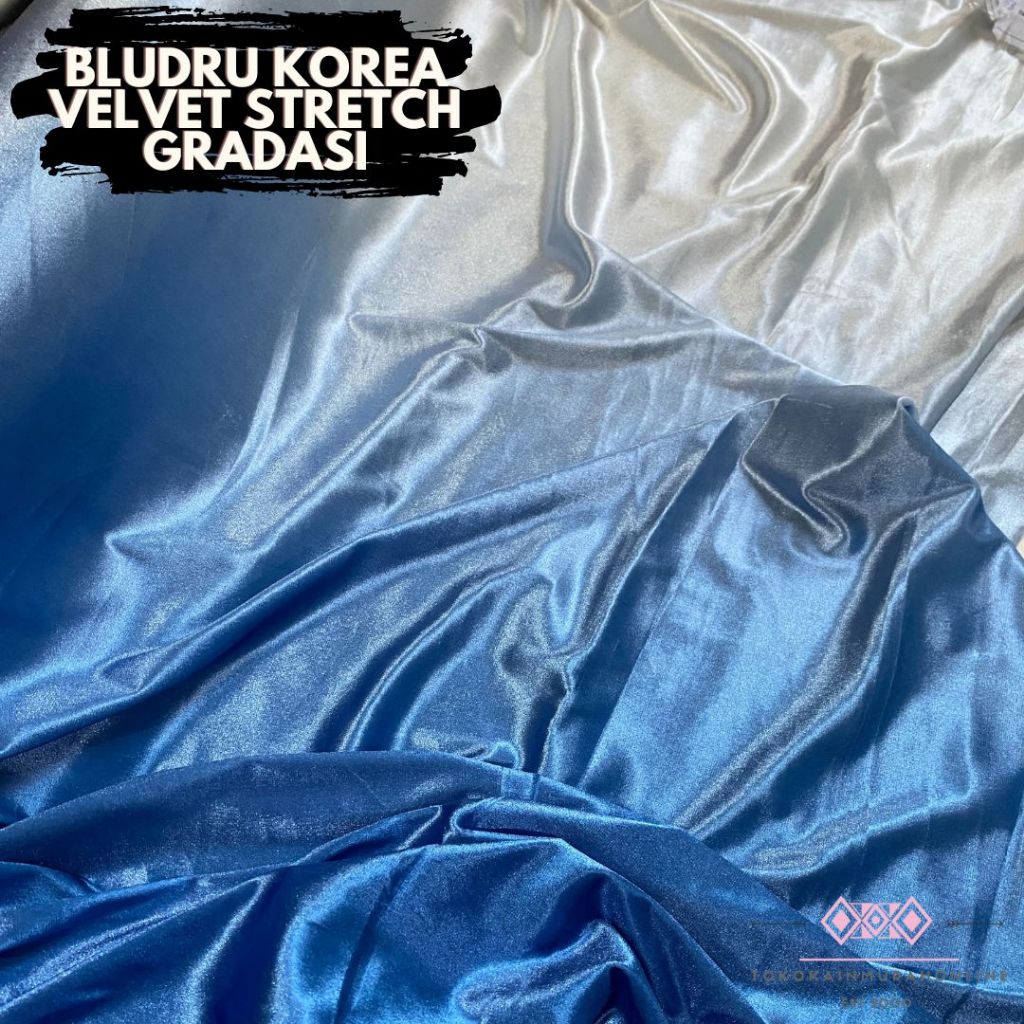 Kain Bludru Velvet Super STRETCH KOREA PREMIUM GRADASI Ombre Suede 100% Original Kain Gradasi