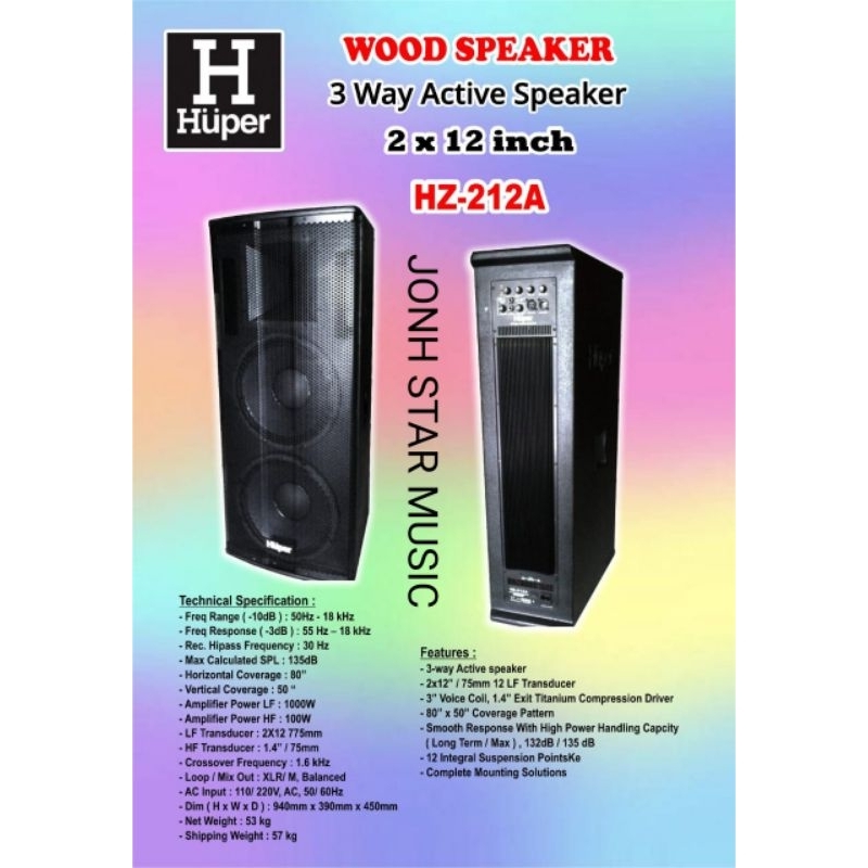 HUPER SPEAKER HUPER HZ212A/HZ212A/HUPER HZ212A ORIGINAL 2 × 12INCH(harga blom termasuk ongkir)