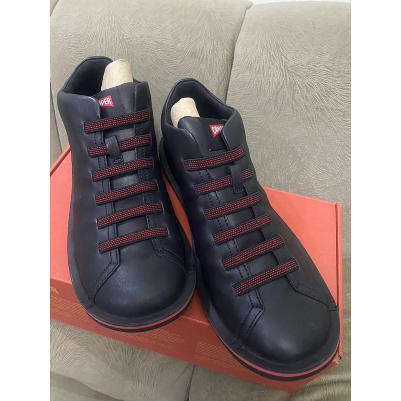 Sepatu kulit pria camper beetle black lis merah original with box