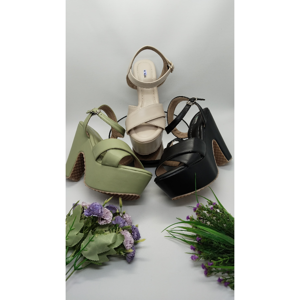 Heels Semi Wedges Premium Tinggi 12 cm Sepatu Sendal Wedges Hak Wanita M'ALAS 12a