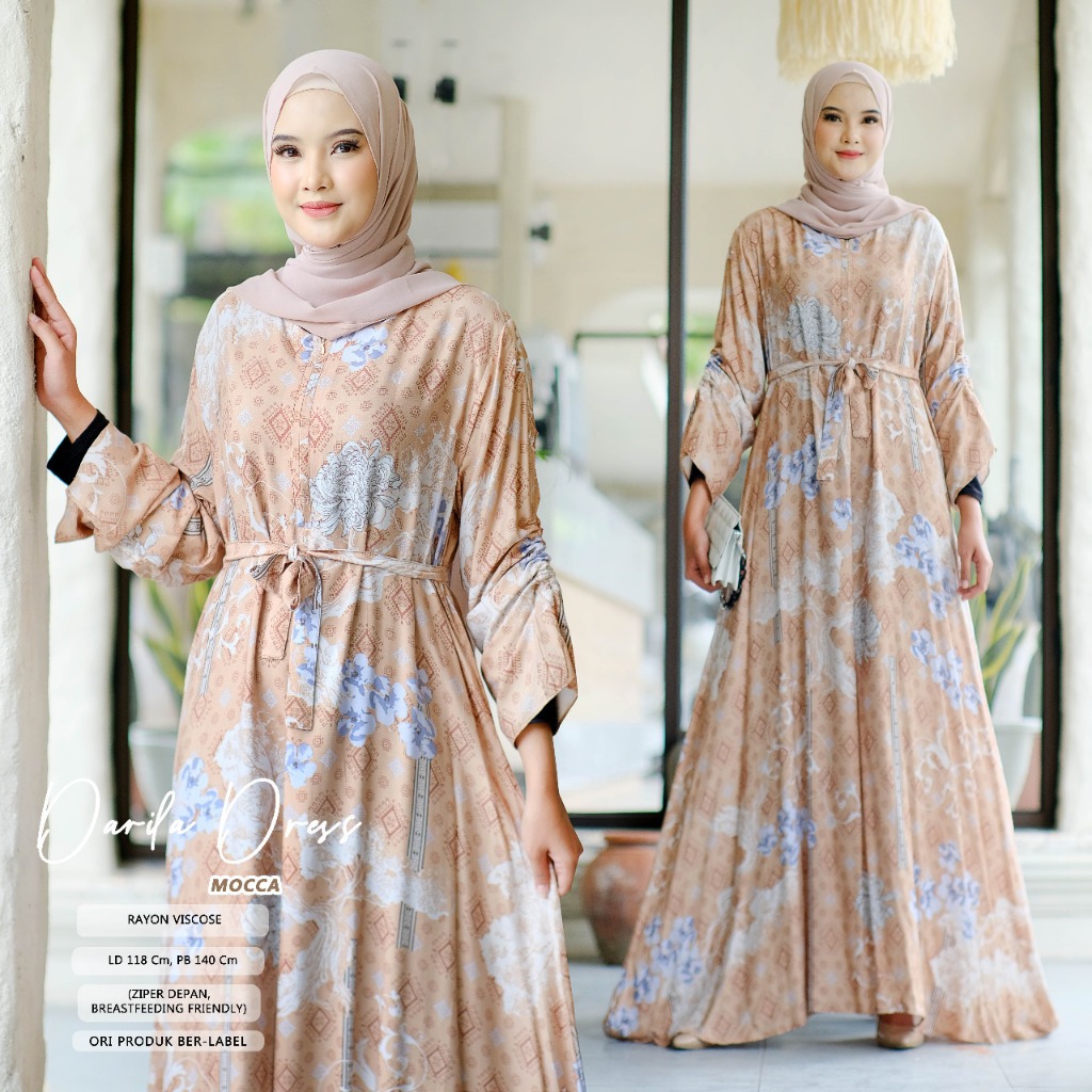 Darila Dress Wanita Muslim Rayon Viscose Motif Bunga