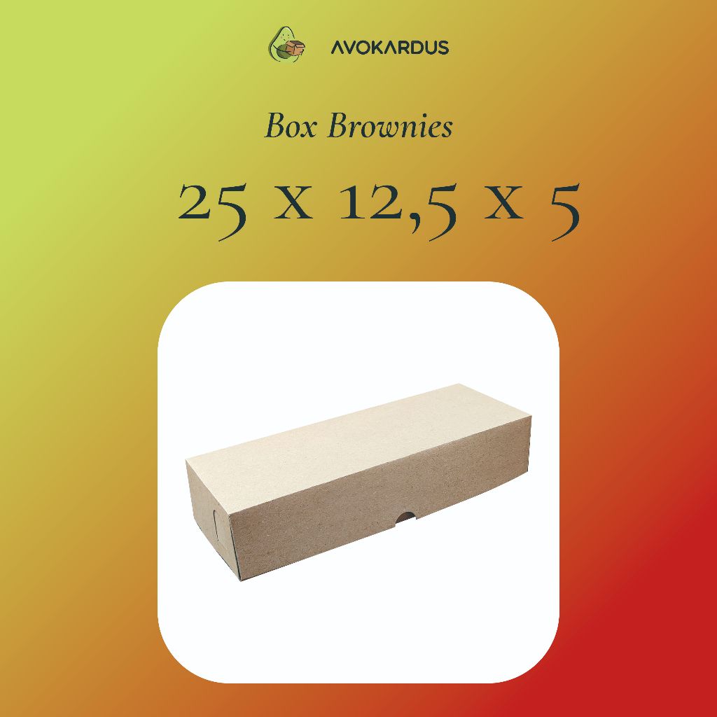 

Box Brownies 25x12.5x5 Dus Toples 250g jejer 2 kraft coklat