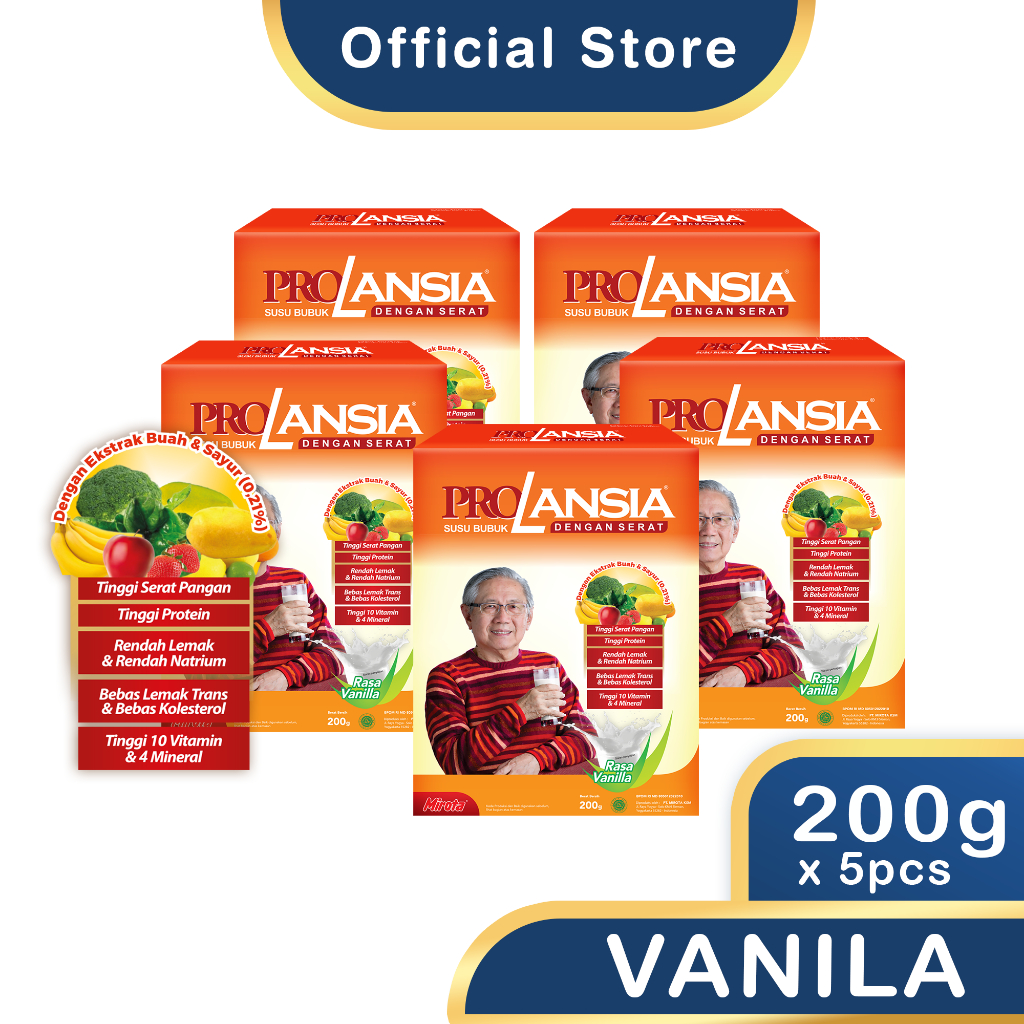 

PAKET PROLANSIA Vanila Susu Nutrisi Lansia 200 Gr X 5 Box