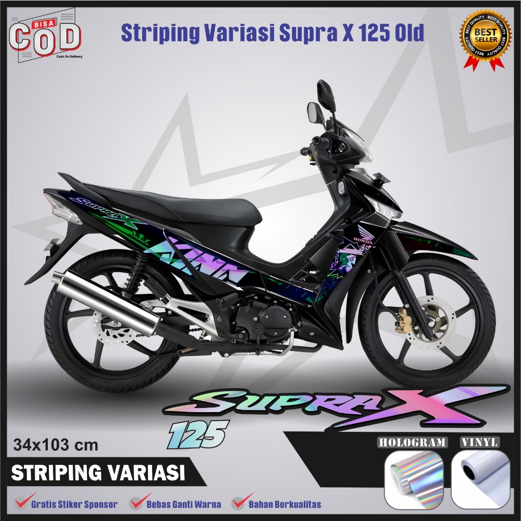 STRIPING STIKER LIST MOTOR VARIASI MODIFIKASI SUPRA X 125 BAHAN HOLOGRAM DAN VYNIL