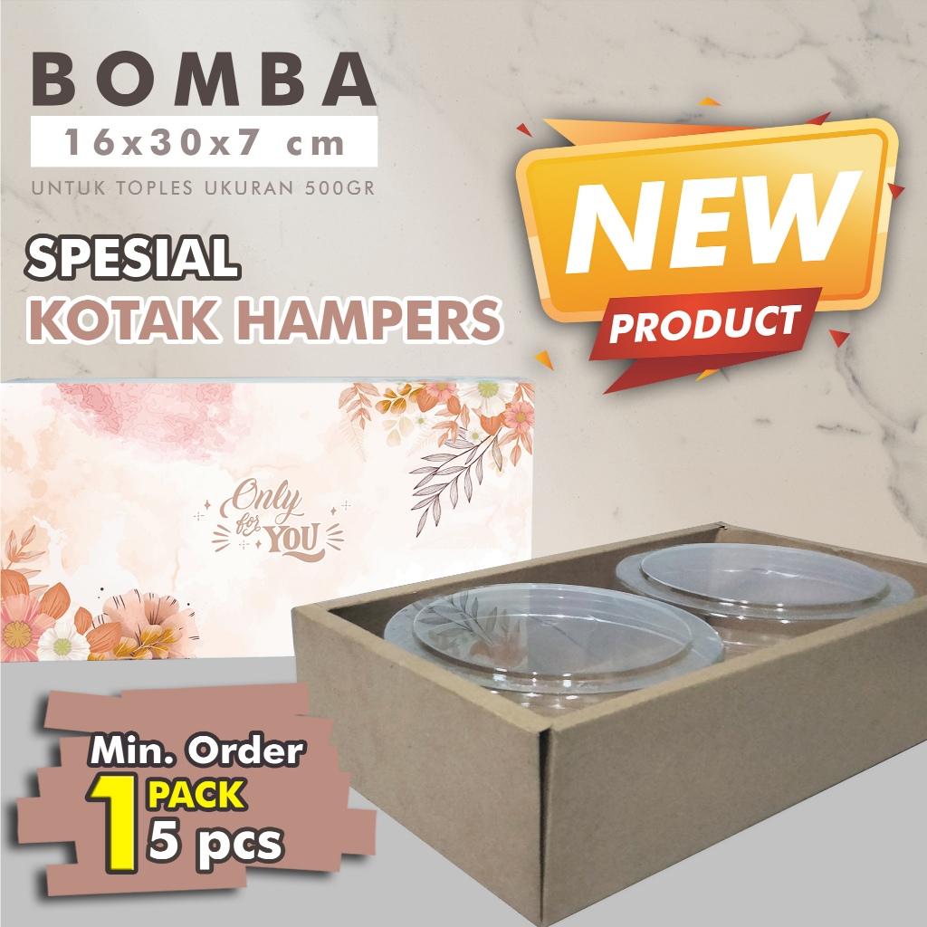 

Kotak Toples 16x30x7 BOMBA Isi 2 Toples 500 gr / Kotak Hampers, Bingkisan Hari Raya, Kotak Parcel